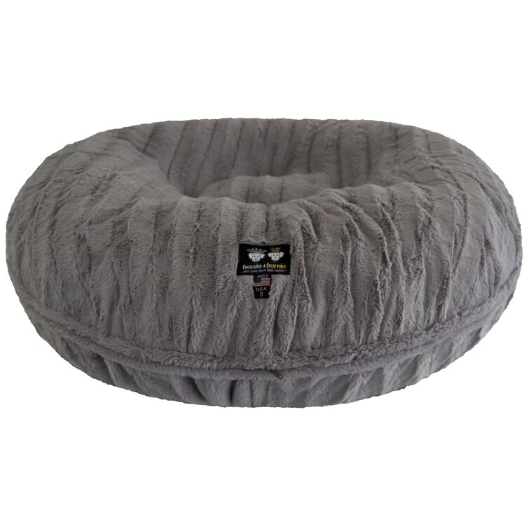 Bessie And Barnie SignatureNatural Grey Luxury Extra Plush Faux Fur Bagel  Pet / Dog Bed